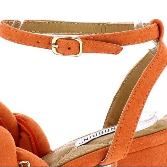 Orange Gold Chain Twisted Chunky Short Heels 8.5 - Picture 4 of 6